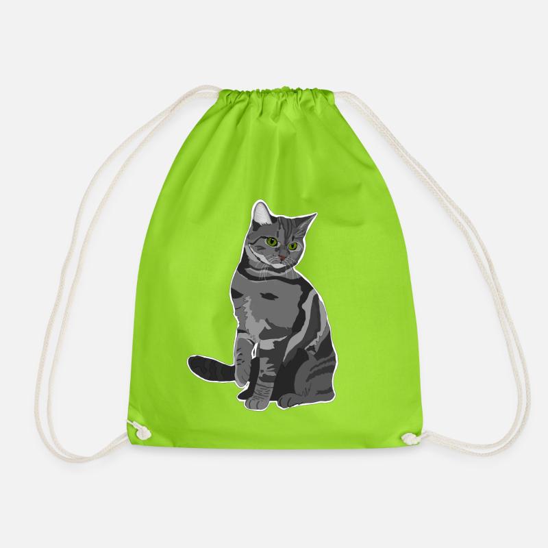 Graue Katze - Turnbeutel - Neongrün