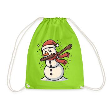 Dabbender Schneemann Dab Winter - Turnbeutel - Neongrün - Vorne