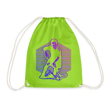 Classic floorball motif - Drawstring Bag - neon green - Front