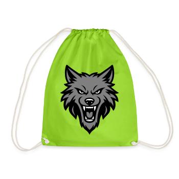 Wolf Kopf Logo - Turnbeutel - Neongrün - Vorne