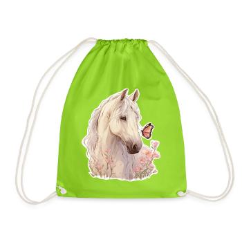 Cheval avec papillon - Sac de sport léger - vert néon - Devant