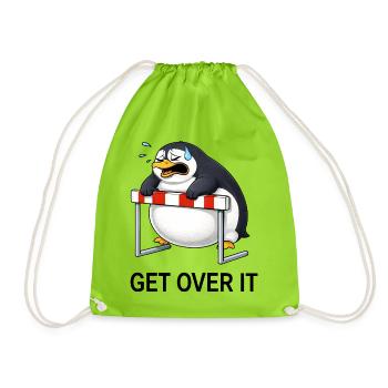 Süßer Pinguin Cartoon lustig Hürdenlaufen - Turnbeutel - Neongrün - Vorne