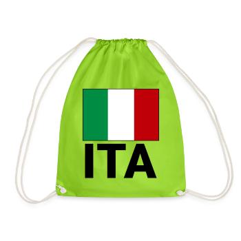Drapeau sportif italien avec abréviation ITA - Sac de sport léger - vert néon - Devant