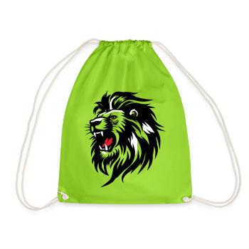 Rowing Lion Silhouette with Red Tongue - Drawstring Bag - neon green - Front