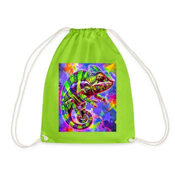 chameleon - Drawstring Bag - neon green - Front