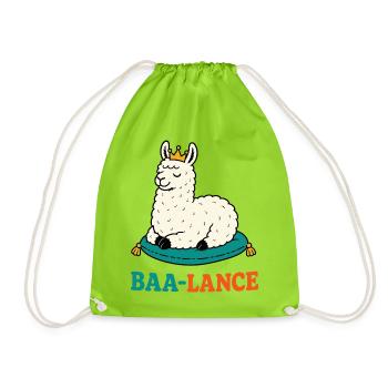 Baa-Lance – Königliches Lama in Balance - Turnbeutel - Neongrün - Vorne