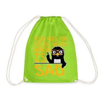 Need for social media approval is sad Pinguin Nerd - Turnbeutel - Neongrün - Vorne