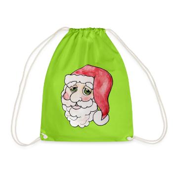 Verspieltes Aquarell-Weihnachtsmannporträt - Turnbeutel - Neongrün - Vorne