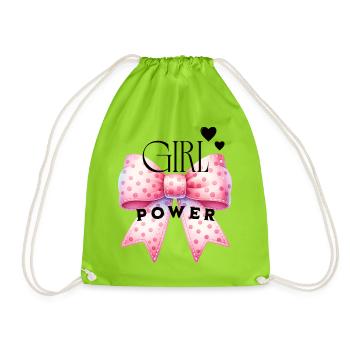 Girl Power - Schleife - Turnbeutel - Neongrün - Vorne