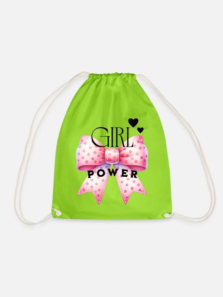 Girl Power - Schleife - Turnbeutel - Neongrün