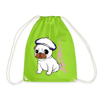Paris Mops - Turnbeutel - Neongrün - Vorne