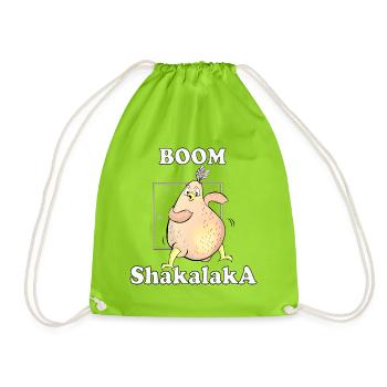 Boom Shakalaka Bird Cartoon chicken dance - Drawstring Bag - neon green - Front