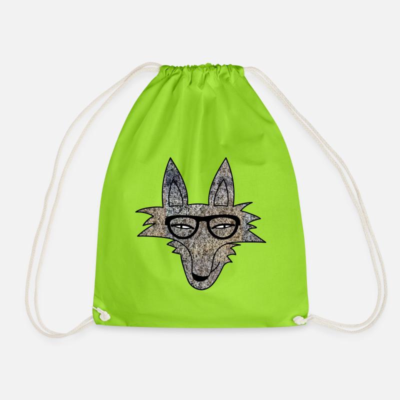 Hipster Wolf - Turnbeutel - Neongrün