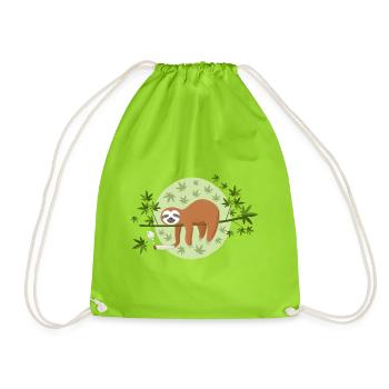 The marijuana sloth - Drawstring Bag - neon green - Front