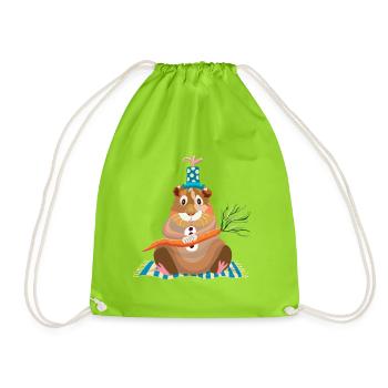 hamster à la carotte - Sac de sport léger - vert néon - Devant