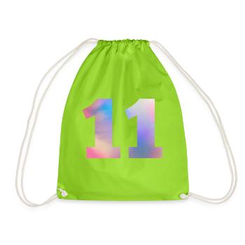 Colorful Number 11 - Drawstring Bag - neon green - Front