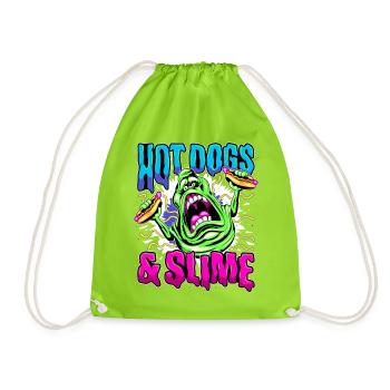 Ghostbusters Hot Dogs And Slimer - Turnbeutel - Neongrün - Vorne