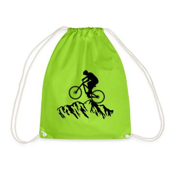 Mountain biking, mountain biking, cycling and mountains - Drawstring Bag - neon green - Front
