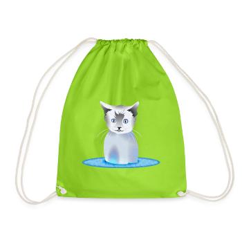 Katze - Turnbeutel - Neongrün - Vorne