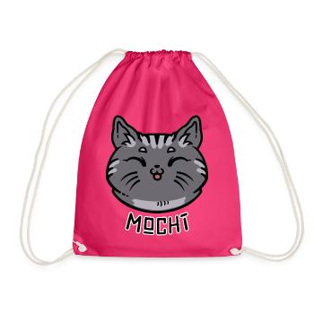 Mochi Blep Flat - Drawstring Bag - fuchsia - Front
