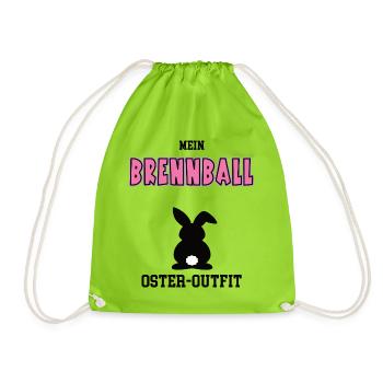 Brennball Oster Outfit Ostergeschenk Brennballerin - Turnbeutel - Neongrün - Vorne