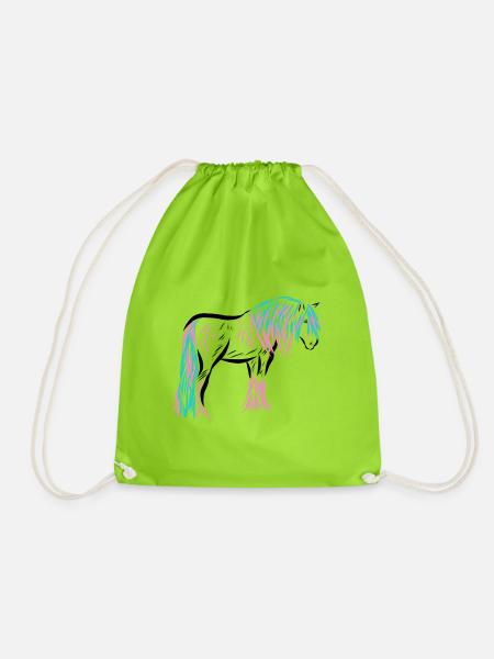 Horse - Drawstring Bag - neon green