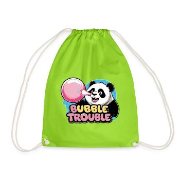 Niedlicher Panda mit Bubble-Kaugummi - Turnbeutel - Neongrün - Vorne