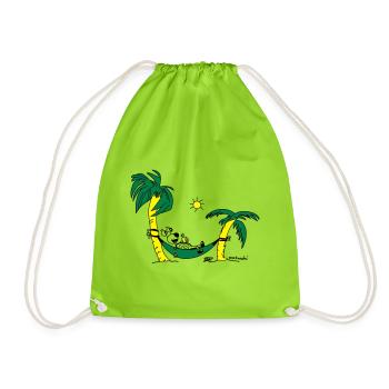 Matrechi chills on the palm tree swing - Drawstring Bag - neon green - Front