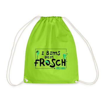 Frosch - I Bims dein Frosch - Kuss - Turnbeutel - Neongrün - Vorne