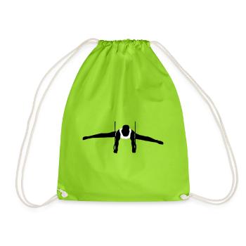 Gymnasts on Rings, Gymnastics, Men's Gymnastics - Drawstring Bag - neon green - Front