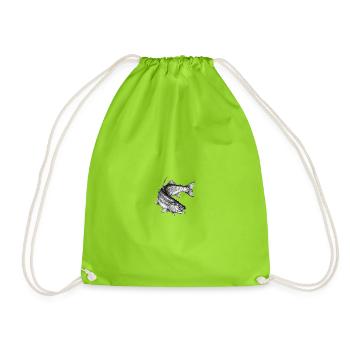 Trout Fish Fishing Ink Tattoo Vector - Drawstring Bag - neon green - Front