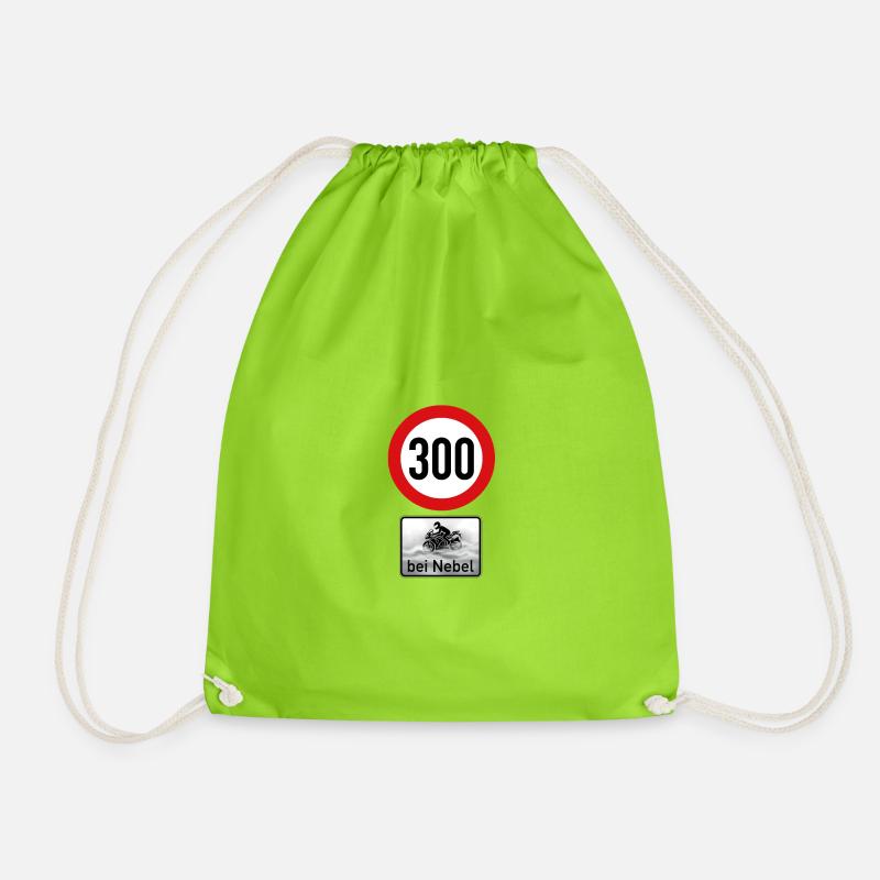 Tempolimit: 300 km/h bei Nebel (Biker Humor) - Turnbeutel - Neongrün