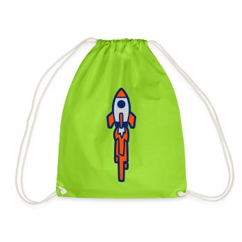 Launching Rocket Silhouette - Drawstring Bag - neon green - Front