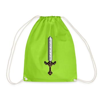 Sword pixel art retro style 8 bit - Drawstring Bag - neon green - Front