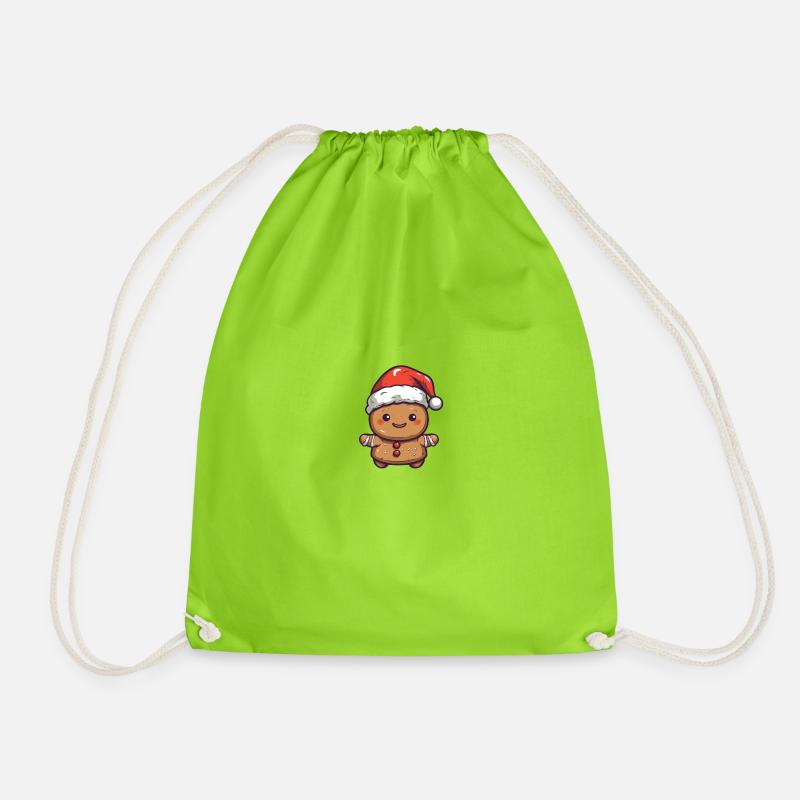Frohe Weihnachts-Ingwerplätzchen - Turnbeutel - Neongrün