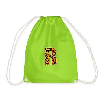 Leopard_Buchstabenmuster_ _R - Drawstring Bag - neon green - Front