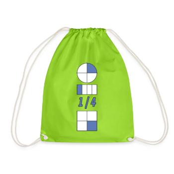 A Quarter is 25% Blue Quadrant Circle Geometrics - Drawstring Bag - neon green - Front