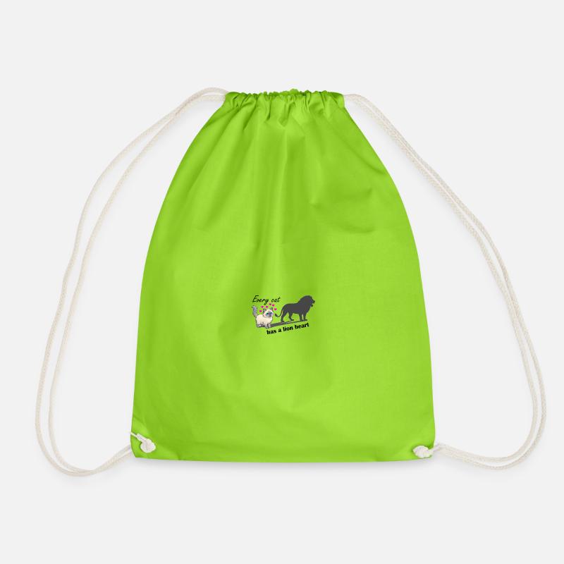 Every cat has a lion heart - Drawstring Bag - neon green
