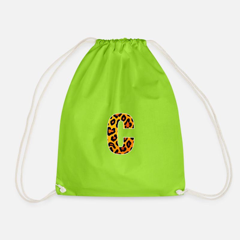 Leopard_Buchstabenmuster_-_C - Turnbeutel - Neongrün