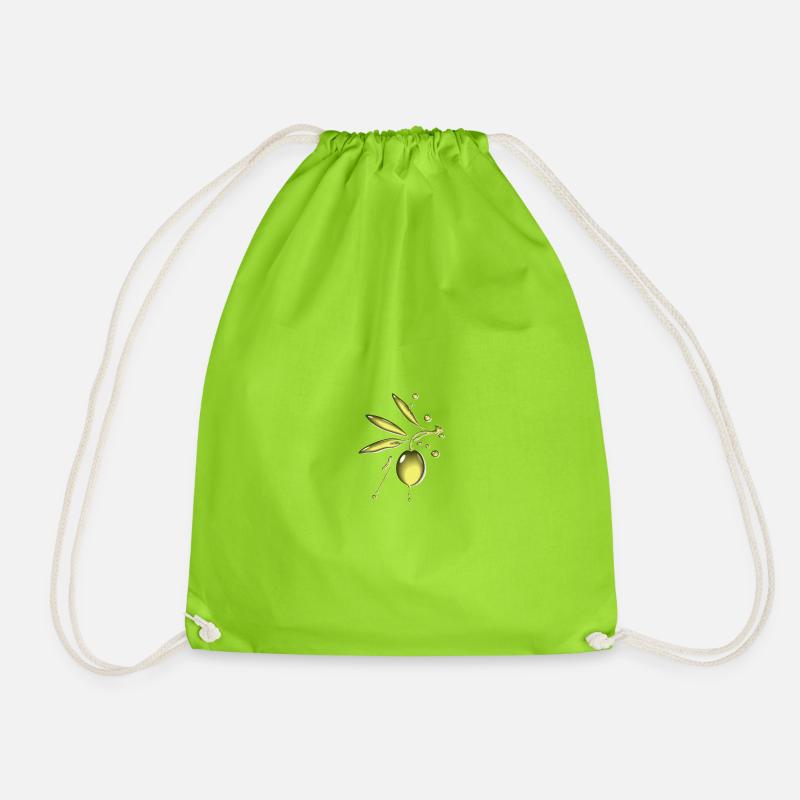 olive oil - Drawstring Bag - neon green