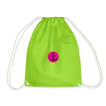 Fröhlicher Anker (pink) - Turnbeutel - Neongrün - Vorne