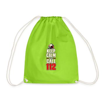 Feuerwehr – Keep Calm and Call 112 - Turnbeutel - Neongrün - Vorne