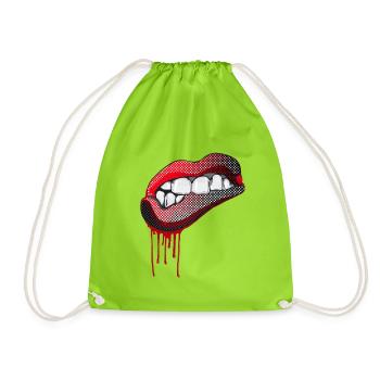 mund lippen pop zähne rock comic swag gang hipster - Turnbeutel - Neongrün - Vorne