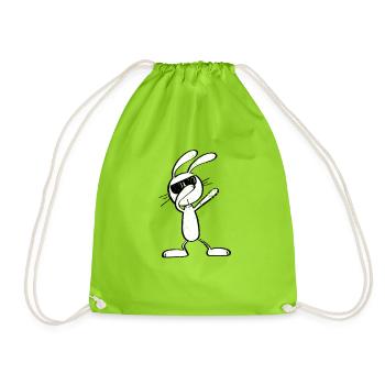 Vintage Dab danse Hare - tamponnant Lapin de Pâques - Sac de sport léger - vert néon - Devant