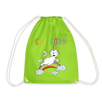 Drôle de chat Caticorn - Unicorn Cats Rainbow - Sac de sport léger - vert néon - Devant