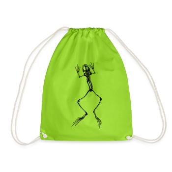 Frog skeleton in black - Drawstring Bag - neon green - Front