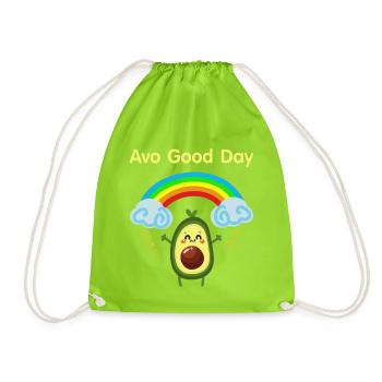Avocado Good Day - Sweet Vegan Avocado Gift - Drawstring Bag - neon green - Front