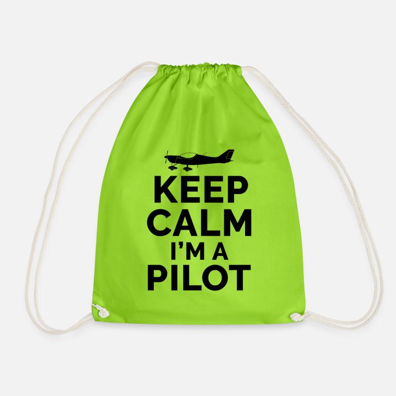 Pilot - Keep Calm I´m A Pilot - Turnbeutel - Neongrün