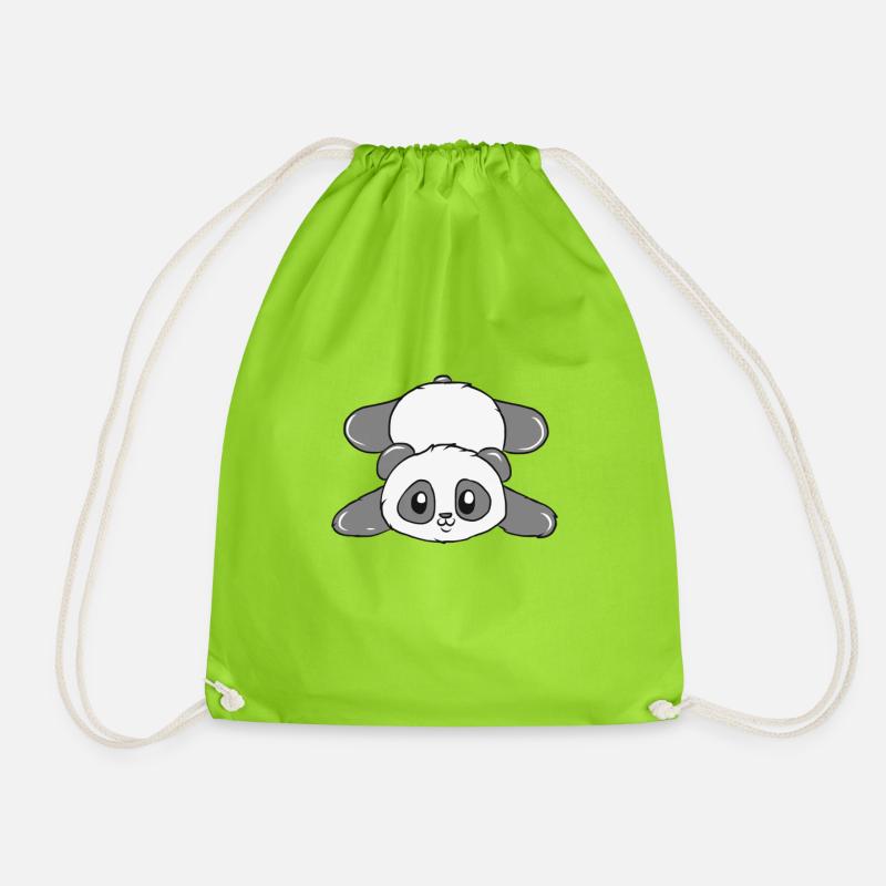 panda - Drawstring Bag - neon green