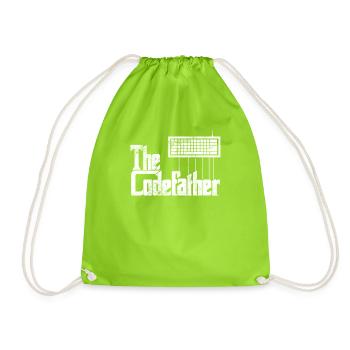 Lustiges Programmiererdesign Die Codefather-Grafik - Turnbeutel - Neongrün - Vorne